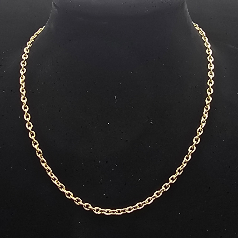 Vintage Plain Gold Tone Chain Necklace Signed
